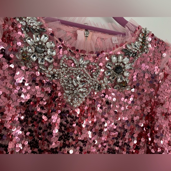 Pink beads detail sequin dress - Picture 5 of 9